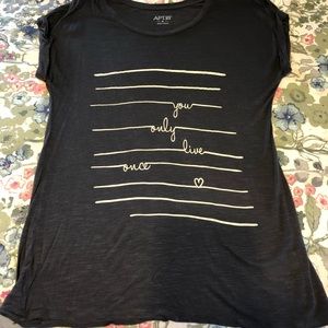 Graphic Tee- cuffed sleeve. “You Only Live Once”